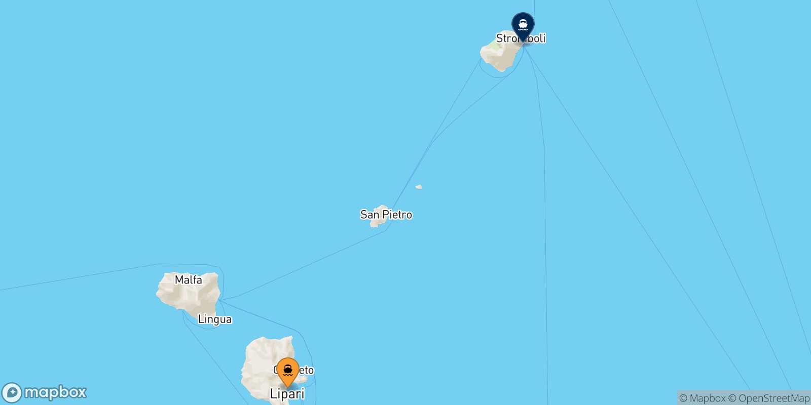 Carte des traverséesLipari Stromboli