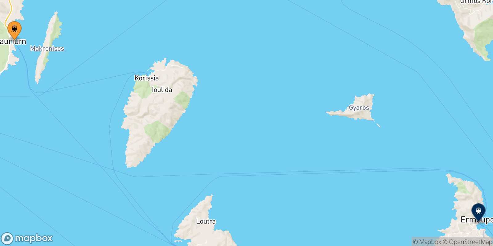 Carte des traverséesLavrio Syros