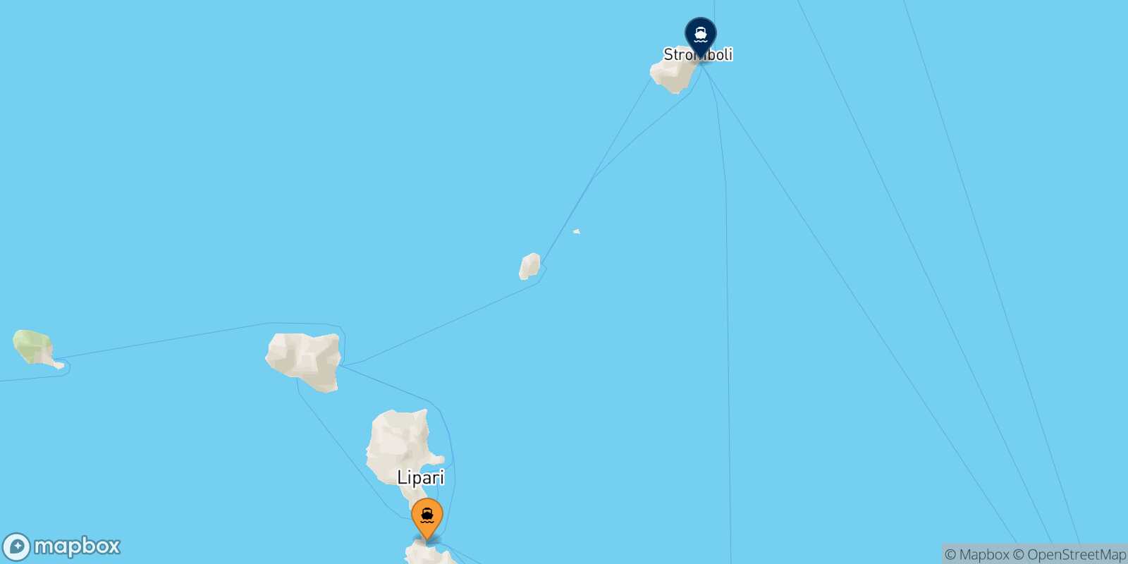 Carte des traverséesVulcano Stromboli