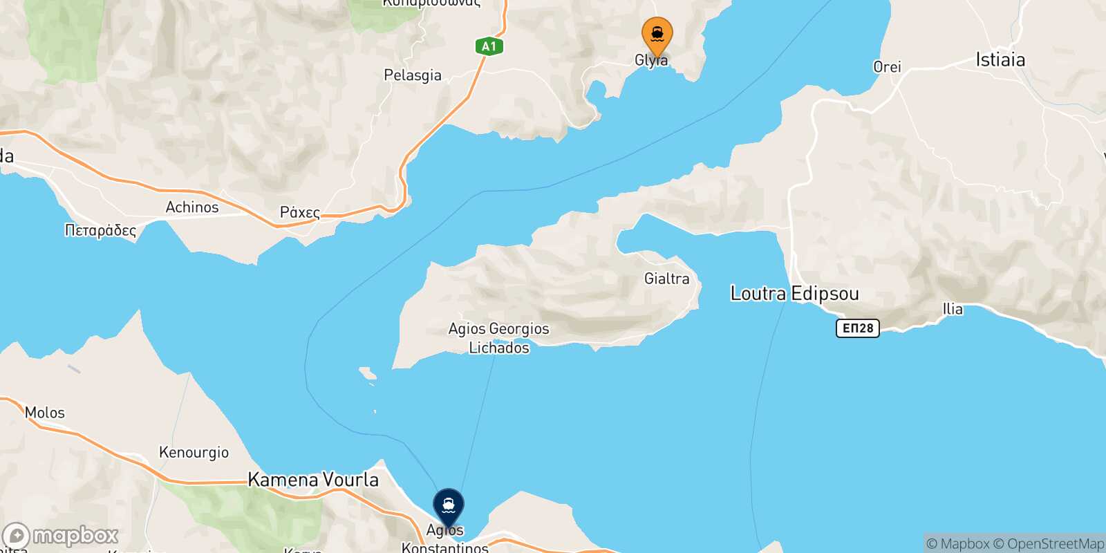 Carte des traverséesGlyfa Agios Konstantinos