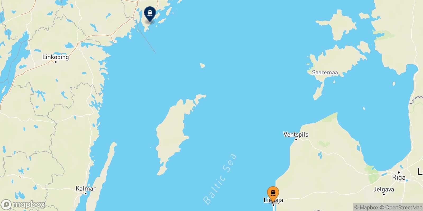 Carte des traverséesLiepaja Nynashämn
