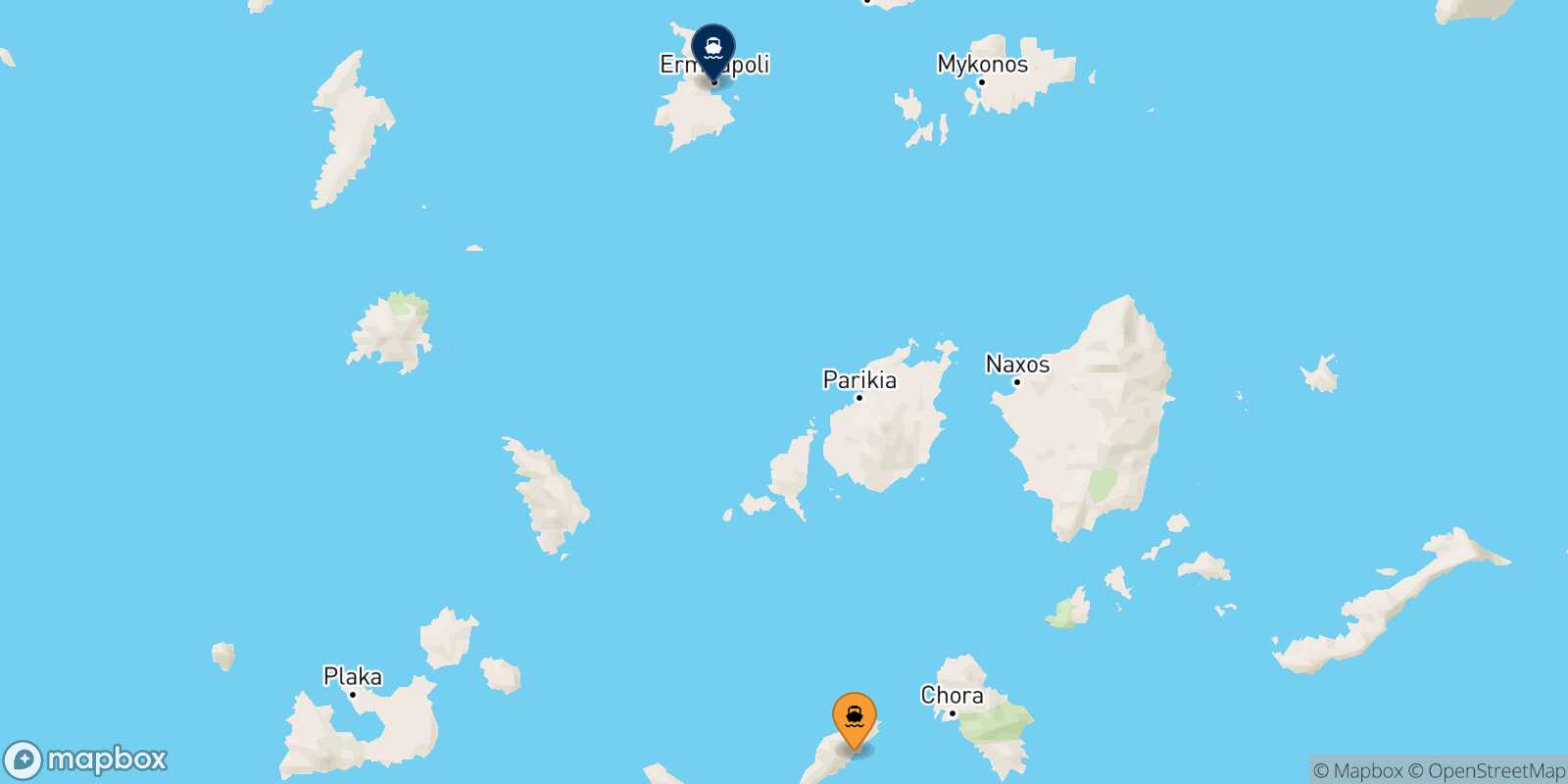 Carte des traverséesSikinos Syros