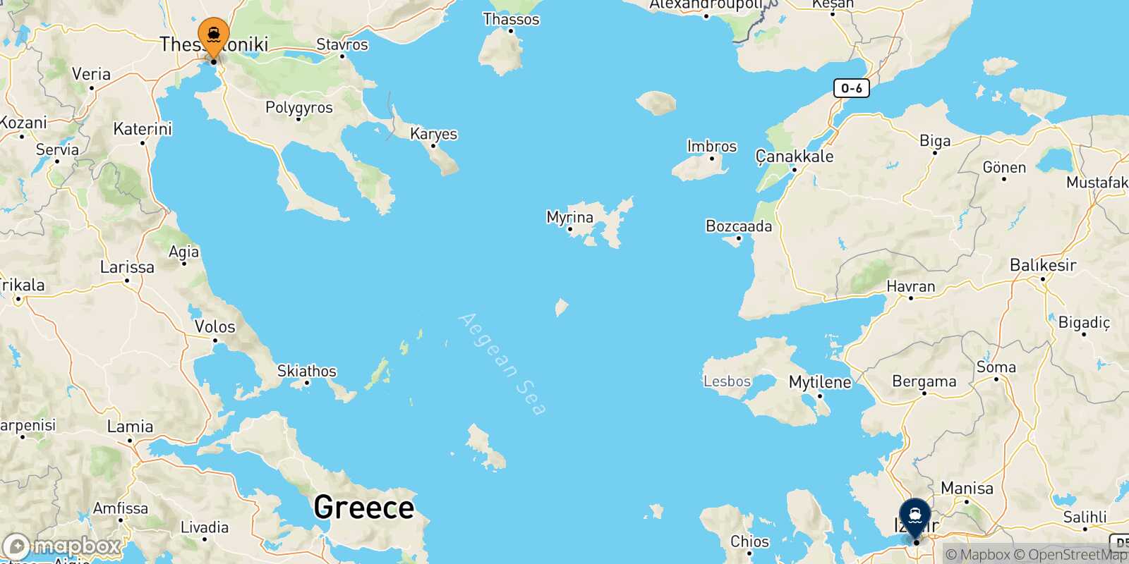Carte des ports  Izmir
