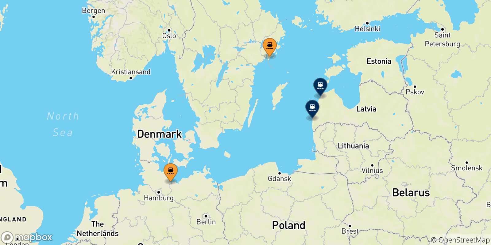 Carte des ports  Lettonie