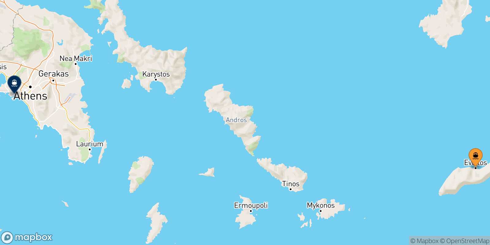 Carte des traverséesAgios Kirikos (Ikaria) Le Piree
