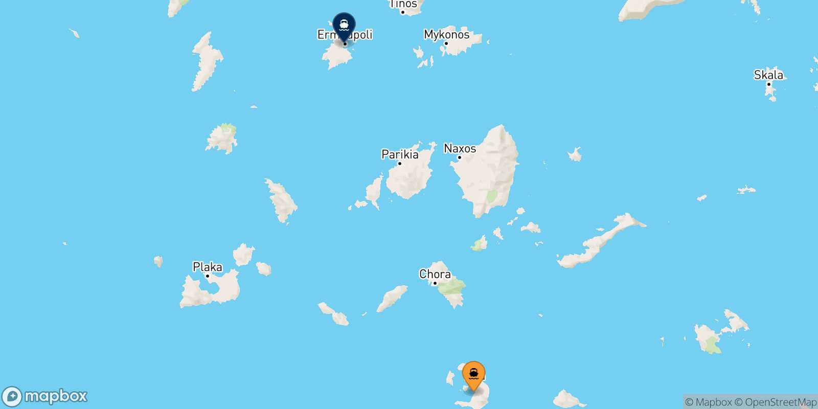 Carte des traverséesThera (Santorin) Syros
