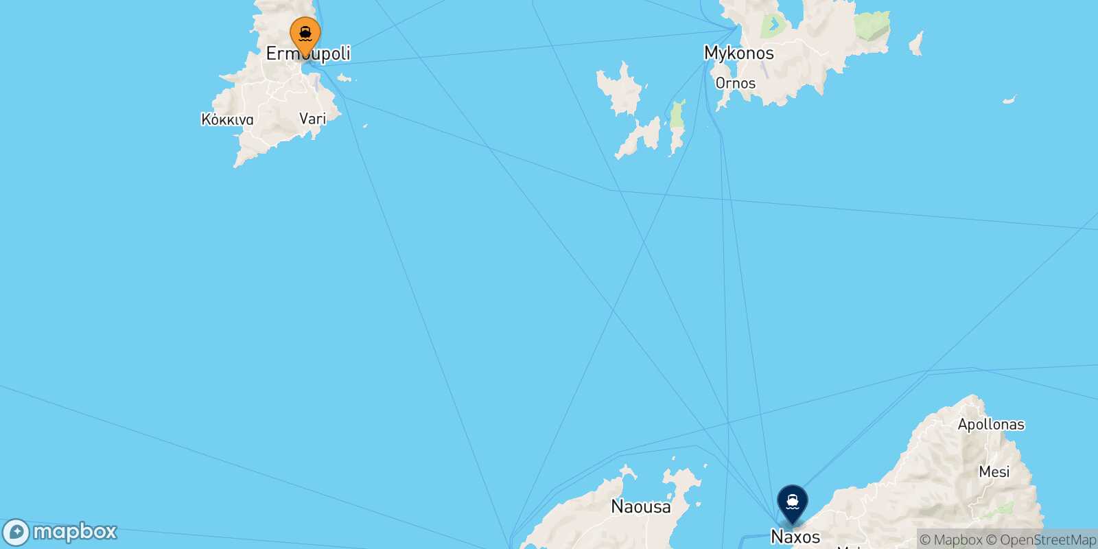 Carte des traverséesSyros Naxos