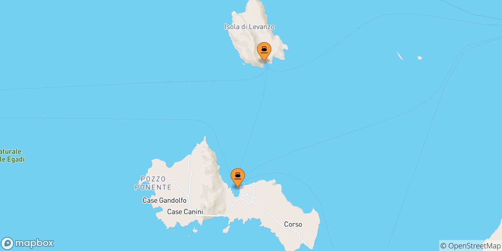 Carte des traversées possibles entre les Îles Égades et Marettimo