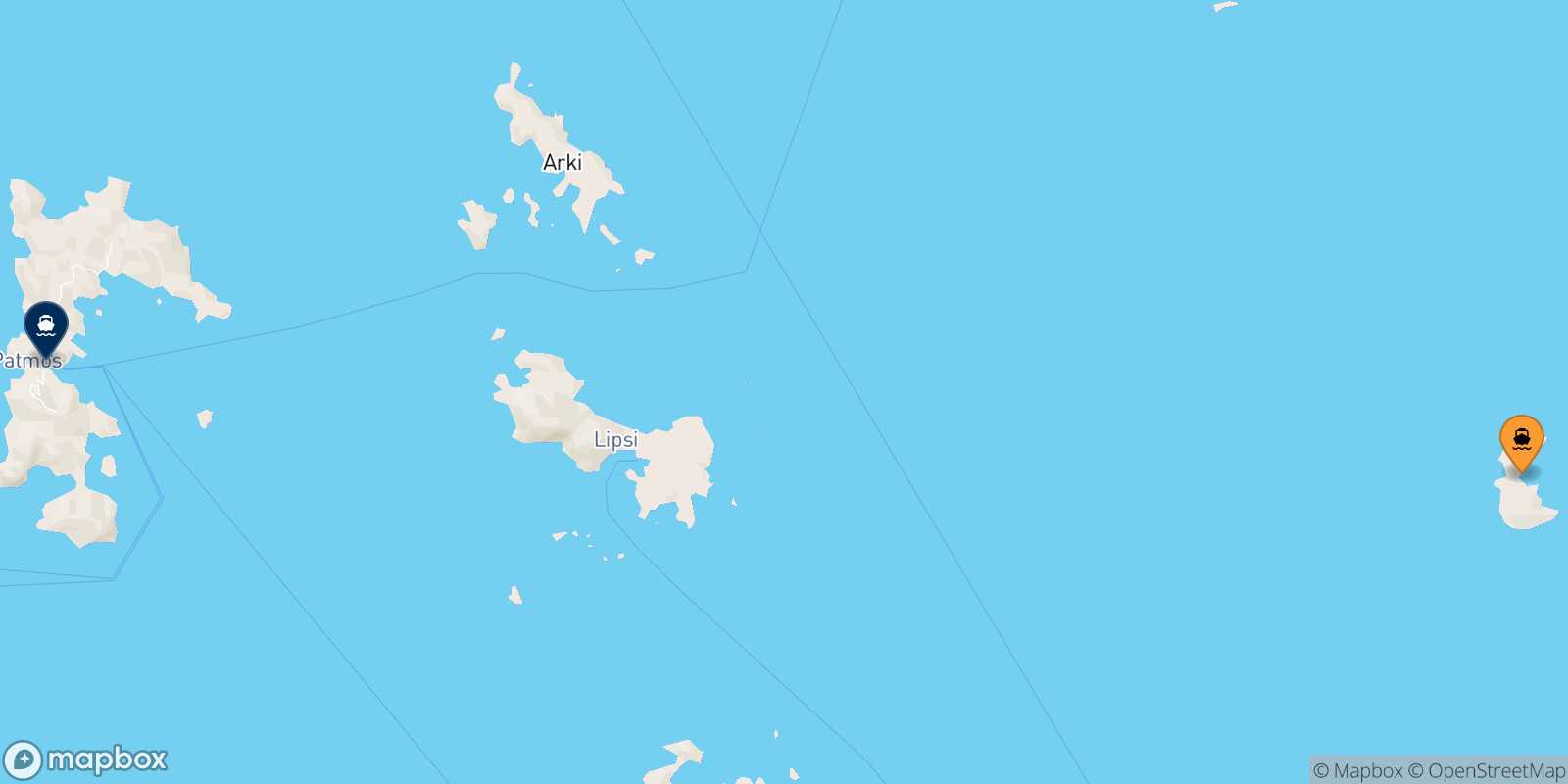 Carte des traverséesFarmakonisi Patmos