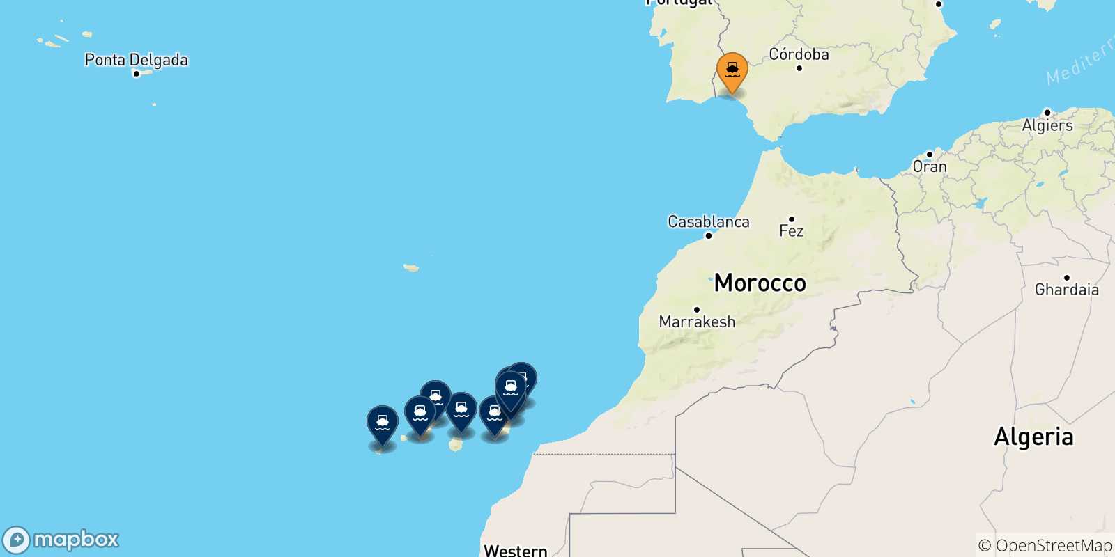 Carte des ports les Îles Canaries