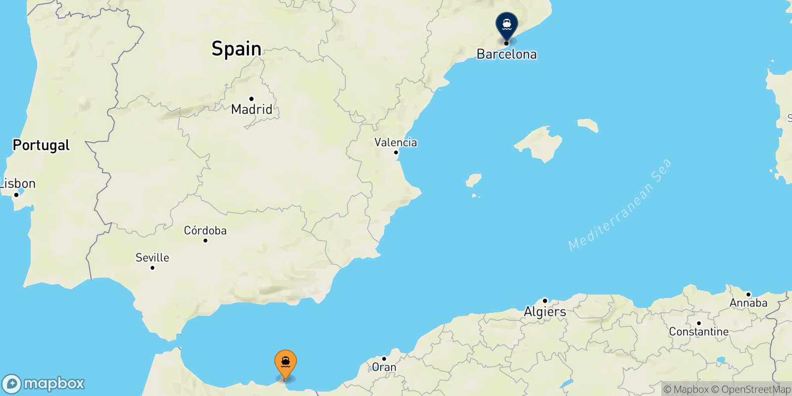 Carte des traverséesNador Barcelone