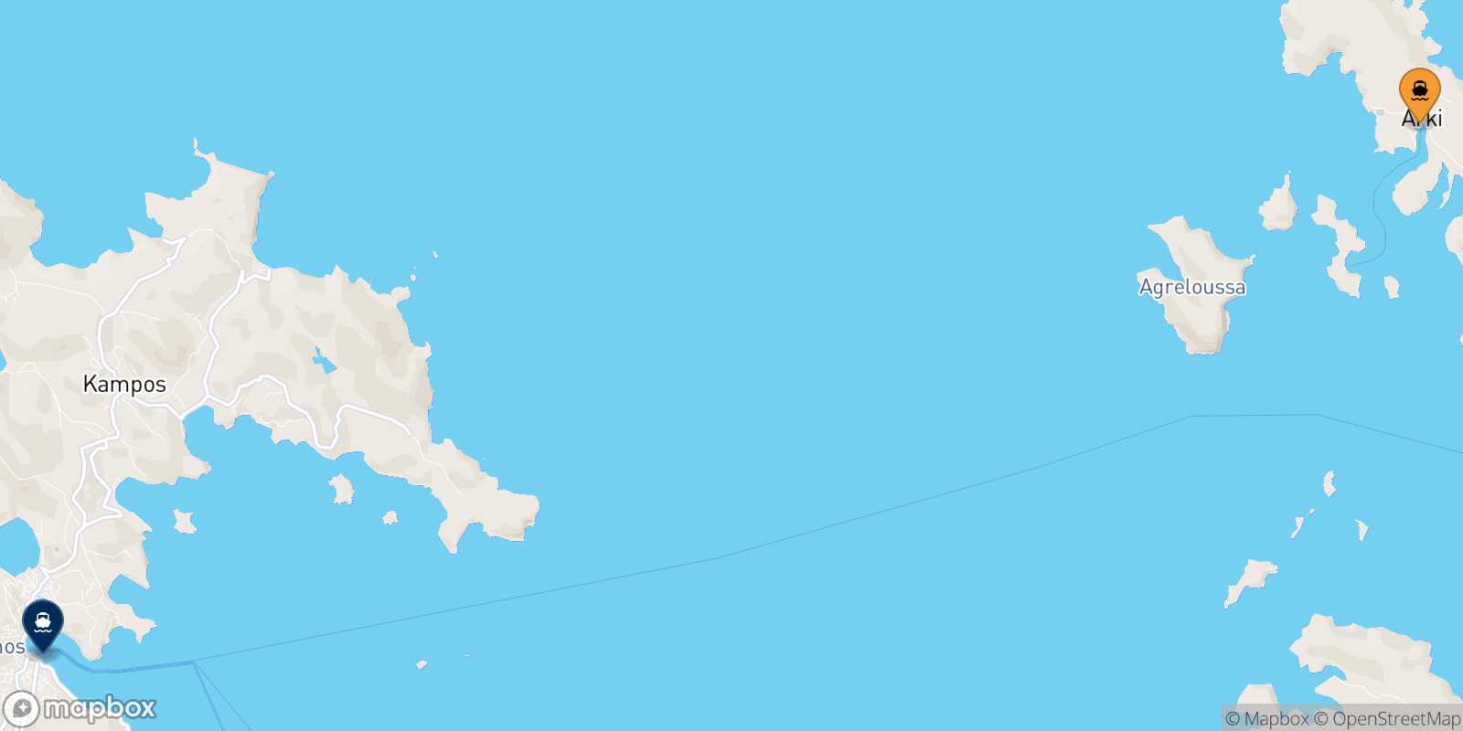 Carte des traverséesArkyi Patmos