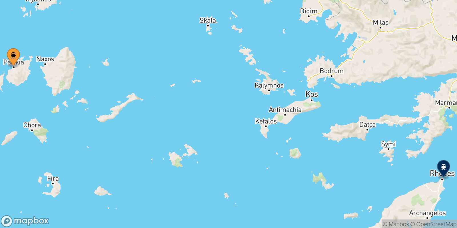 Carte des traverséesParos Rhodes