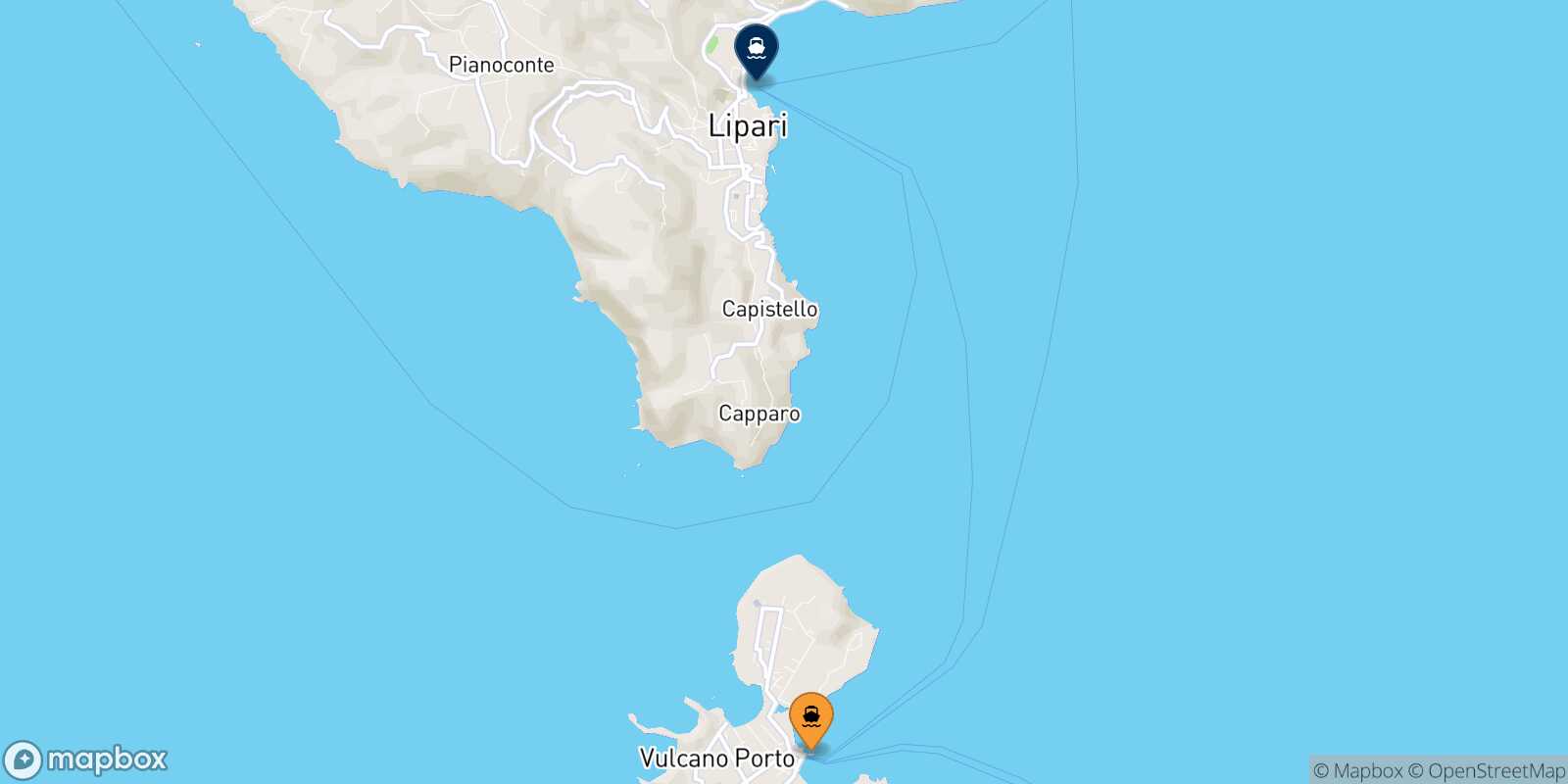 Carte des traverséesVulcano Lipari