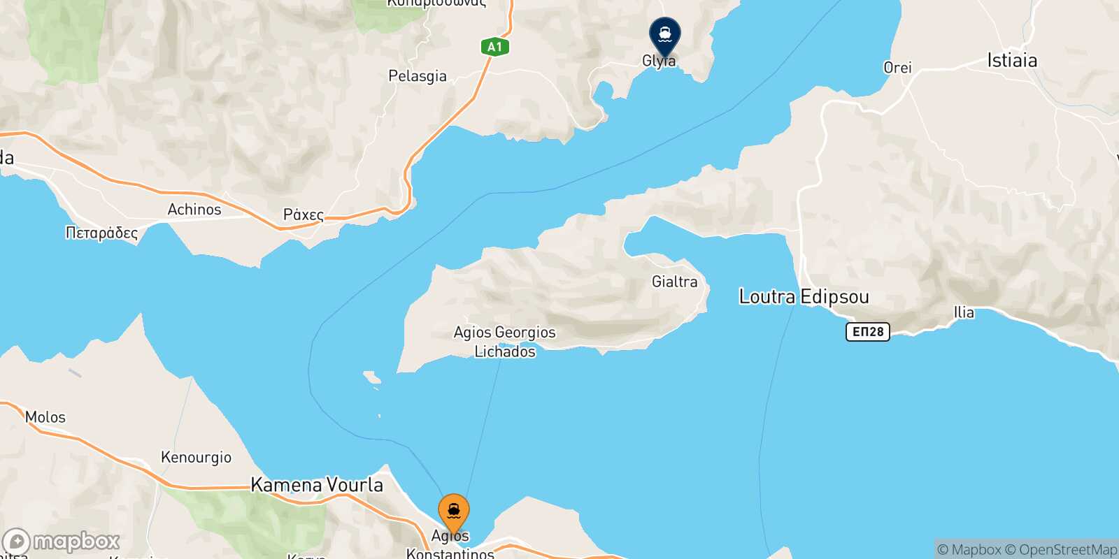Carte des traverséesAgios Konstantinos Glyfa
