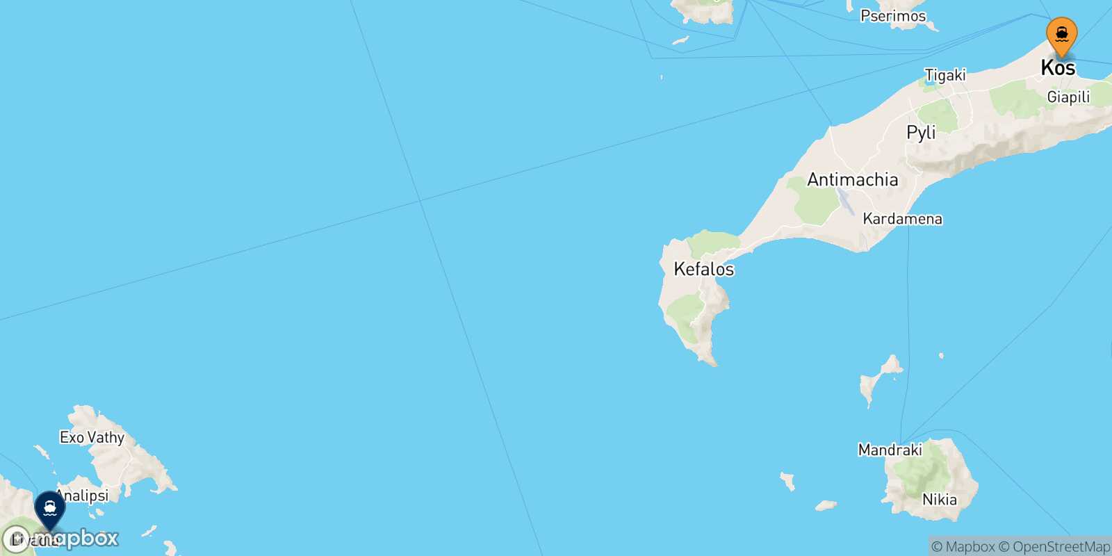 Carte des traverséesKos Astypalea