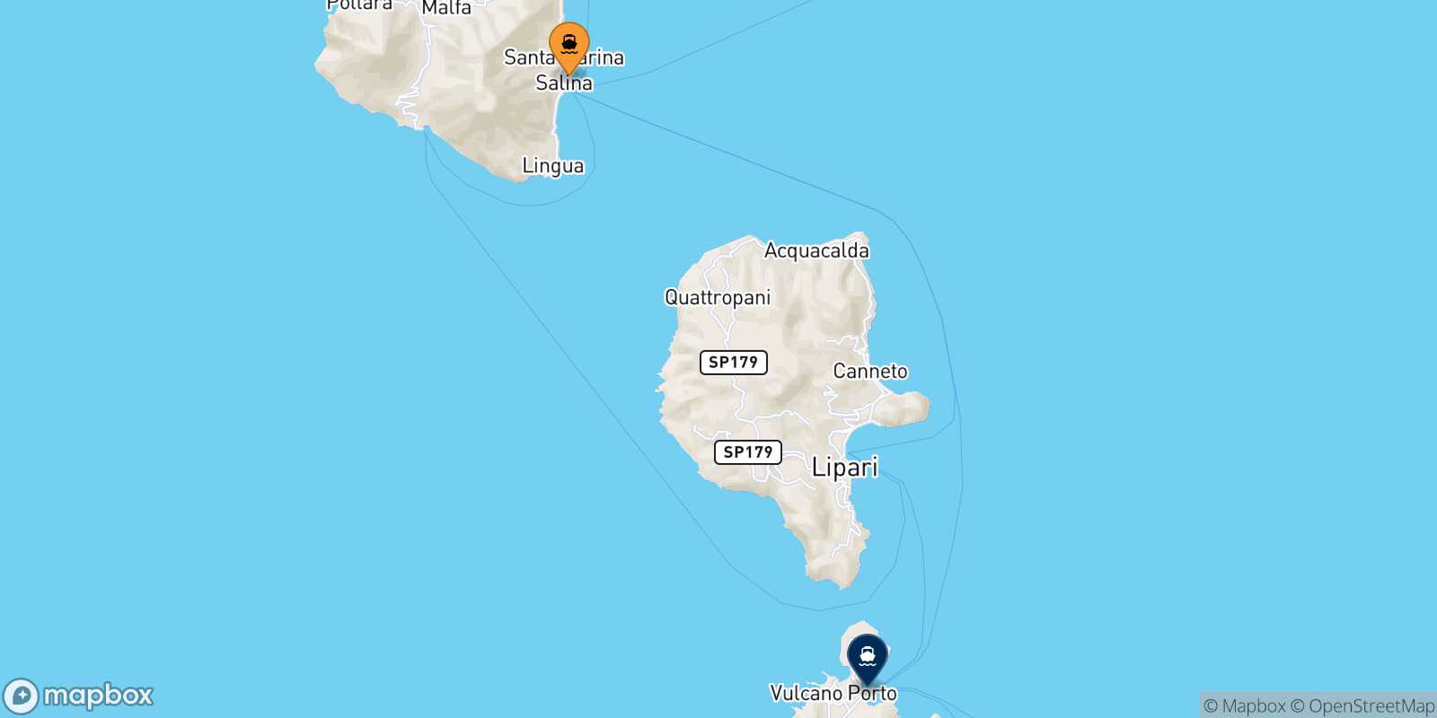 Carte des traverséesSanta Marina (Salina) Vulcano