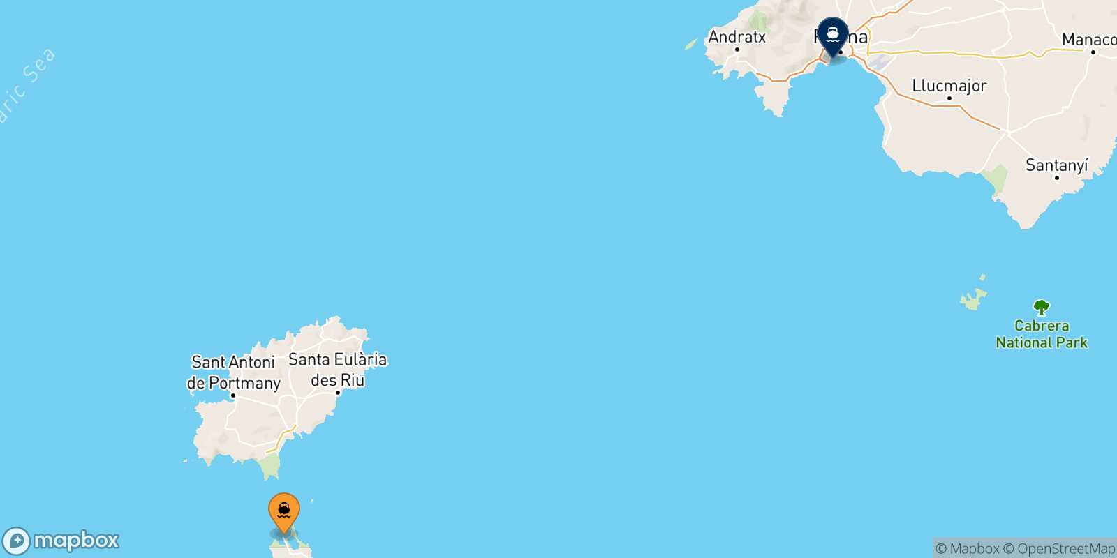 Carte des traverséesFormentera Palma Di Majorque