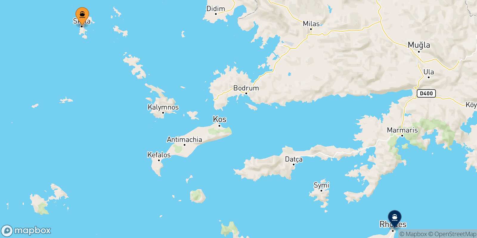 Carte des traverséesPatmos Rhodes