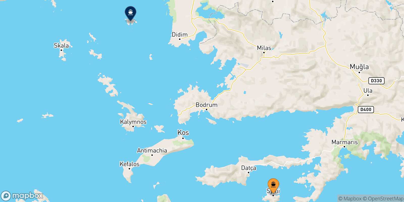 Carte des traverséesSymi Agathonissi