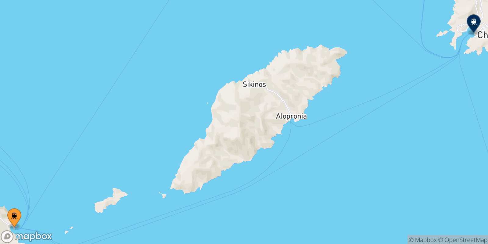 Carte des traverséesFolegandros Ios