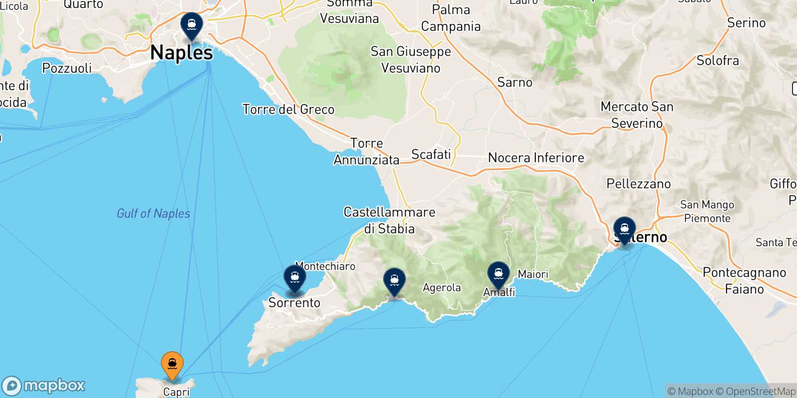 Carte des destinations de Capri