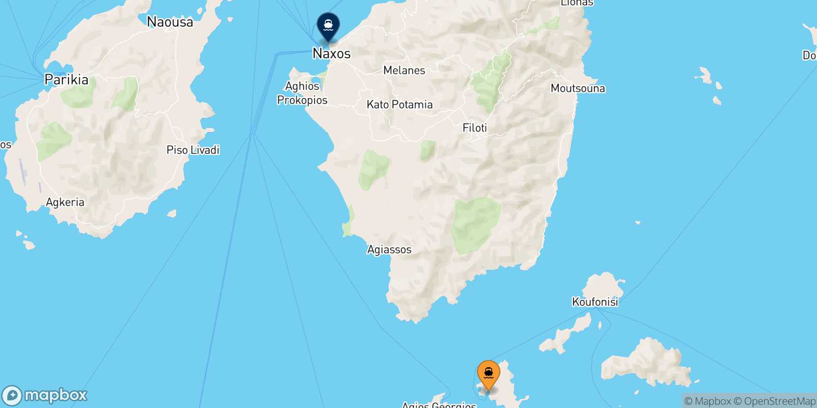 Carte des traverséesSchinoussa Naxos