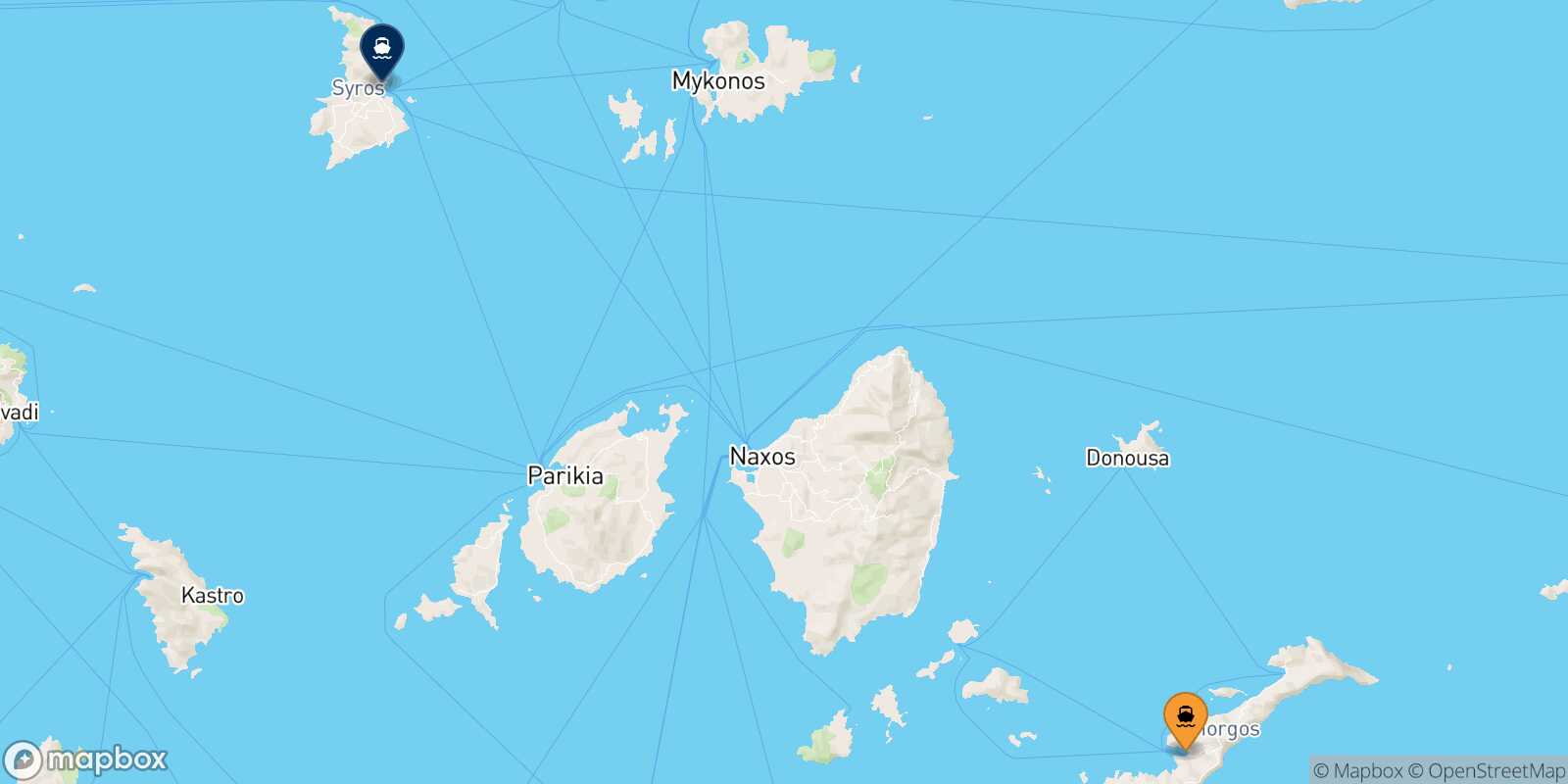 Carte des traverséesKatapola (Amorgos) Syros