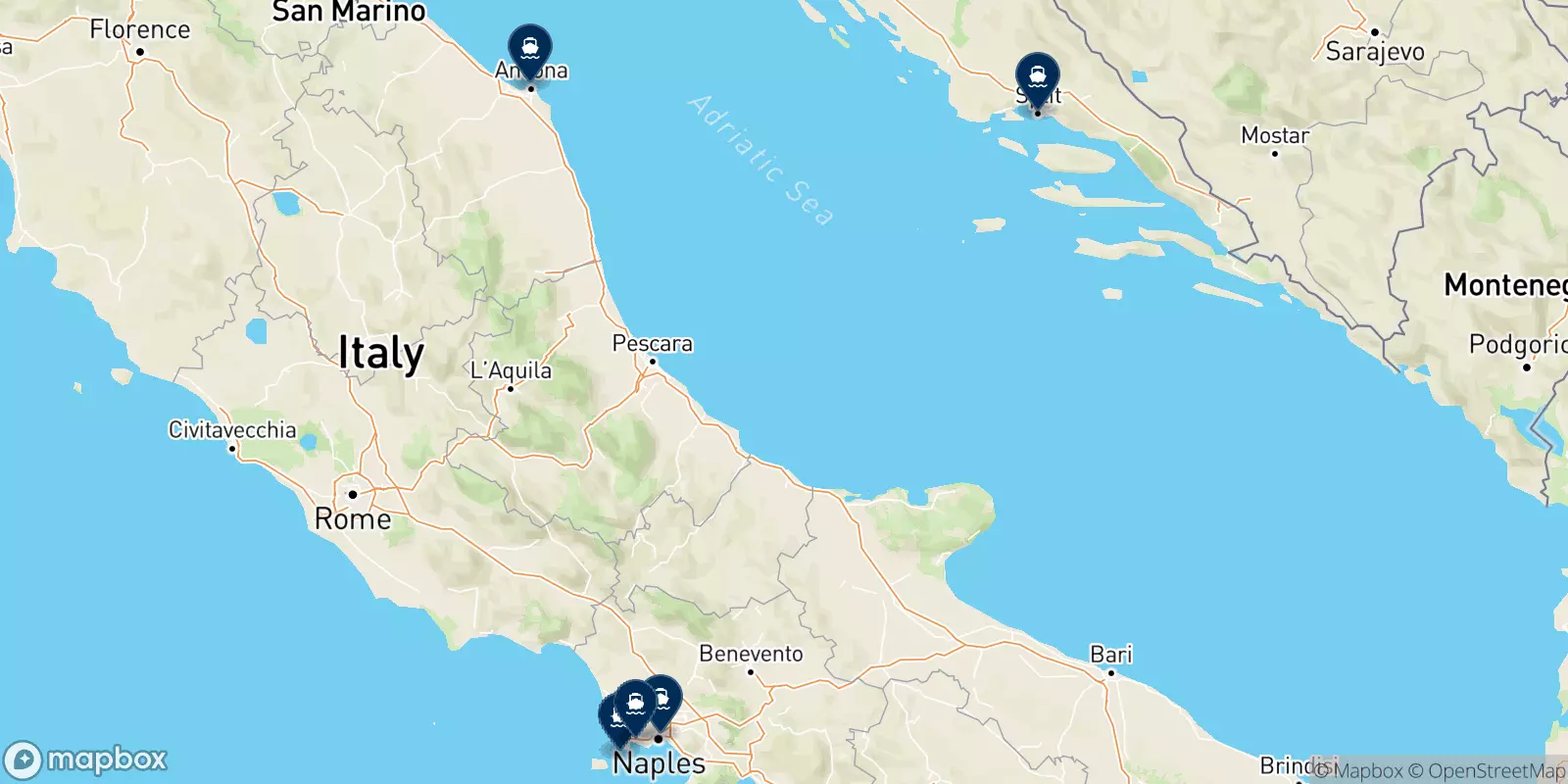 Carte des destinations Snav