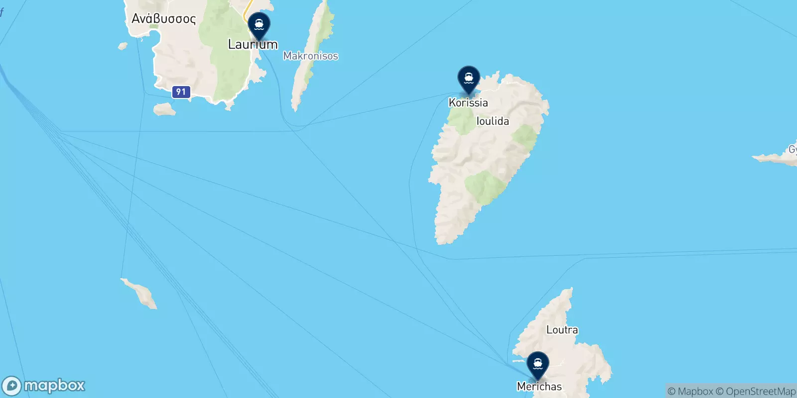 Carte des destinations Karystia N.e.