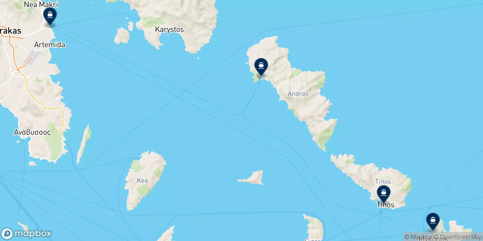 Carte des destinations Fast Ferries