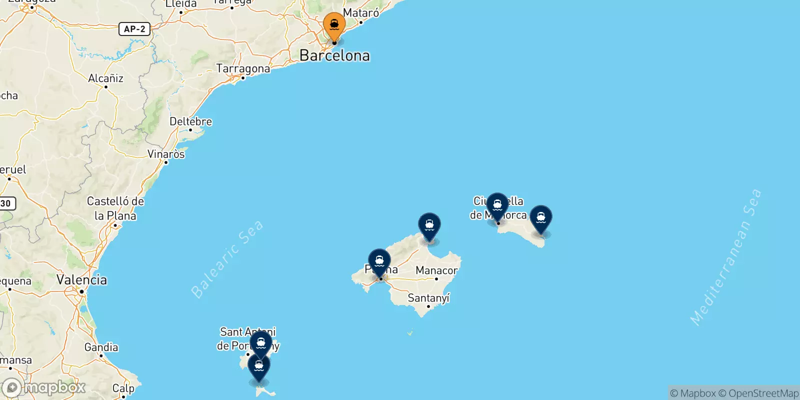 Ferry de Barcelone pour les Îles Baléares