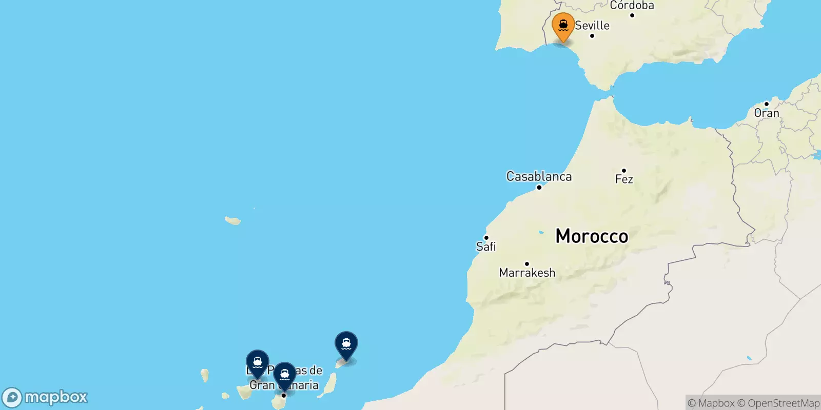 Ferry de Huelva pour les Îles Canaries