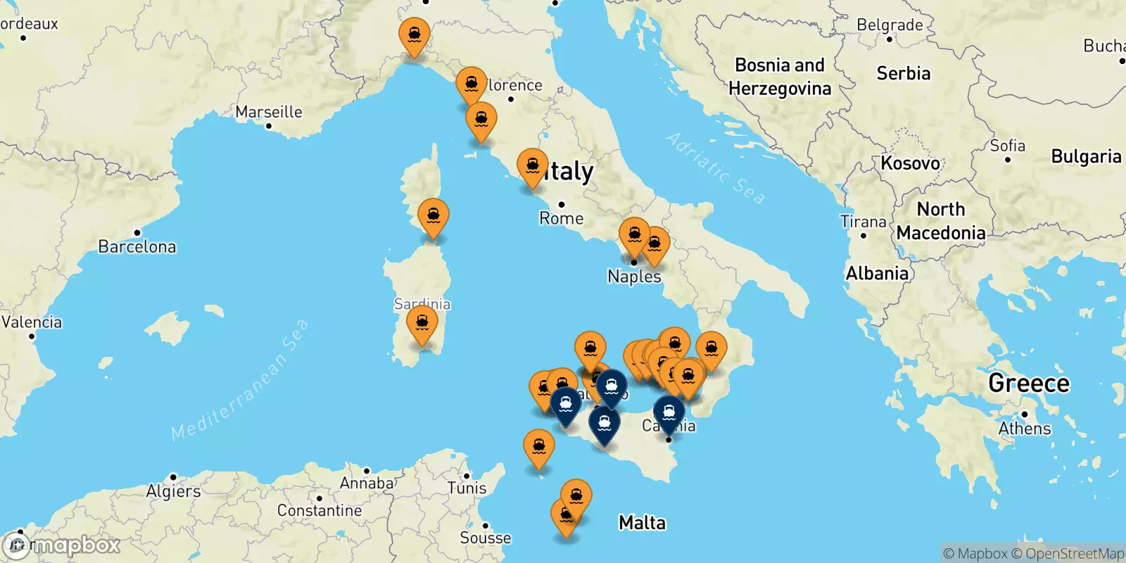 Ferry de l'Italie pour la Sicile