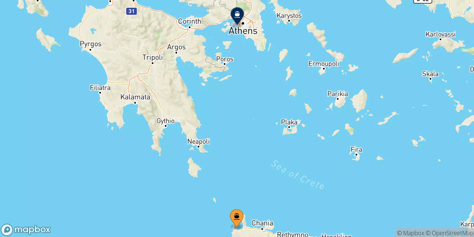 Ferry de Kissamos pour Le Pirée