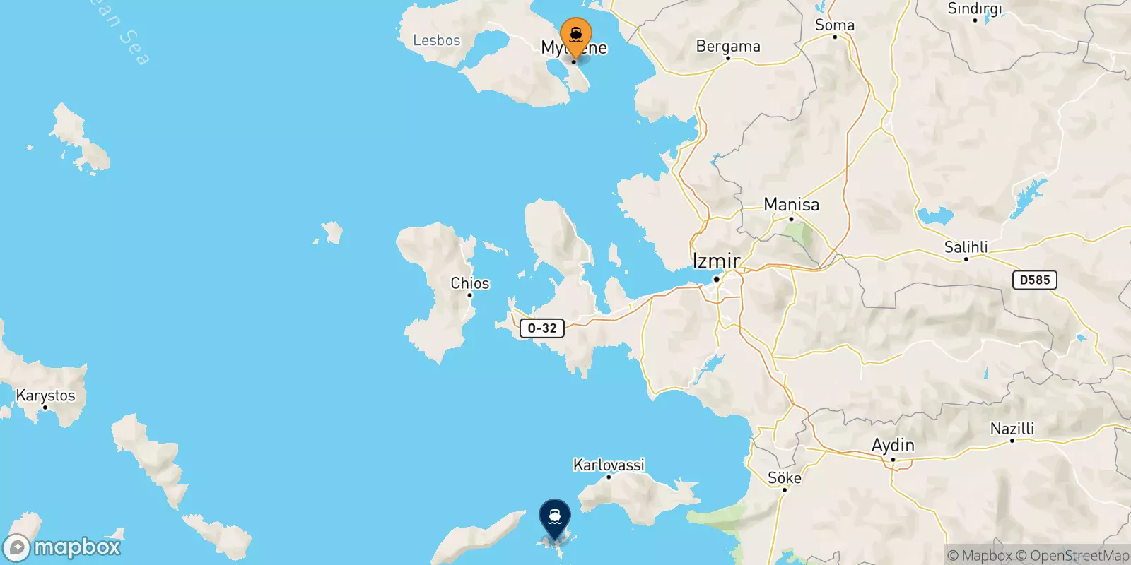 Ferry de Mytilène (Lesvos) pour Fourni