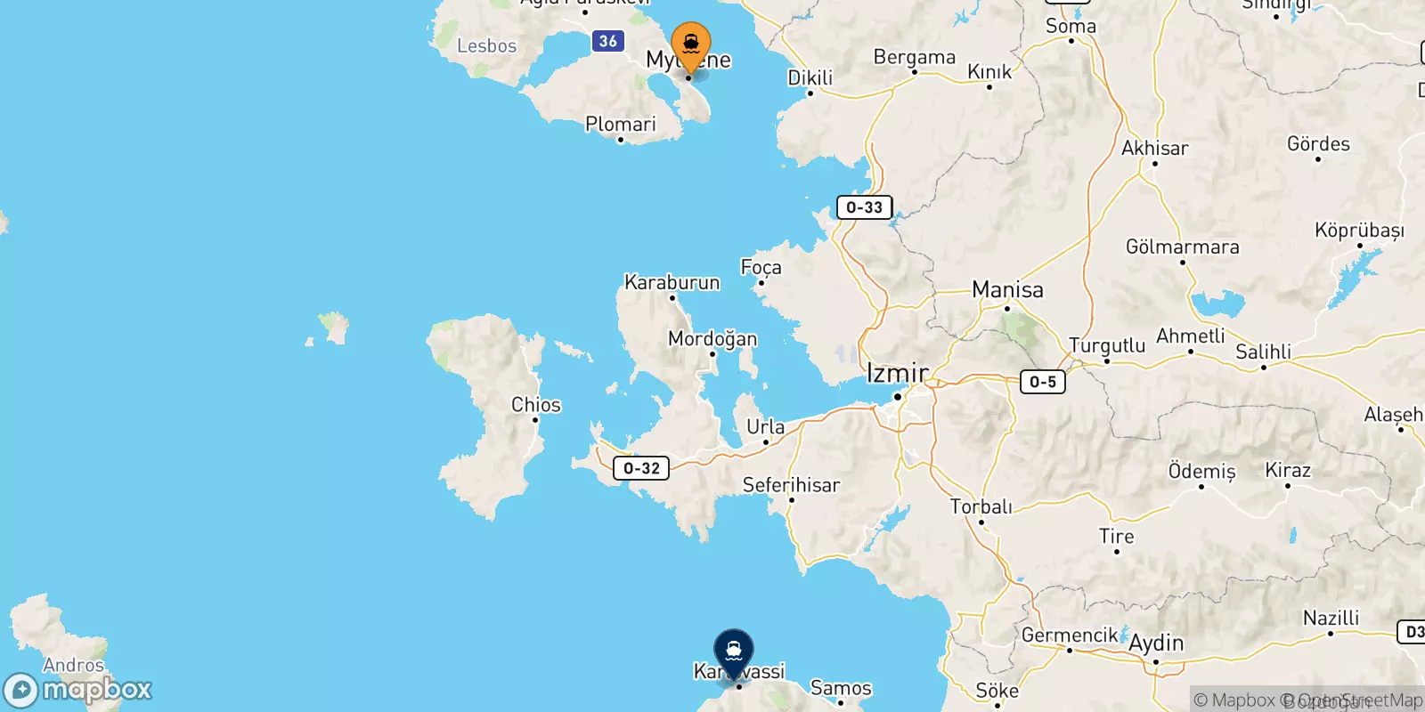 Ferry de Mytilène (Lesvos) pour Karlovassi (Samos)