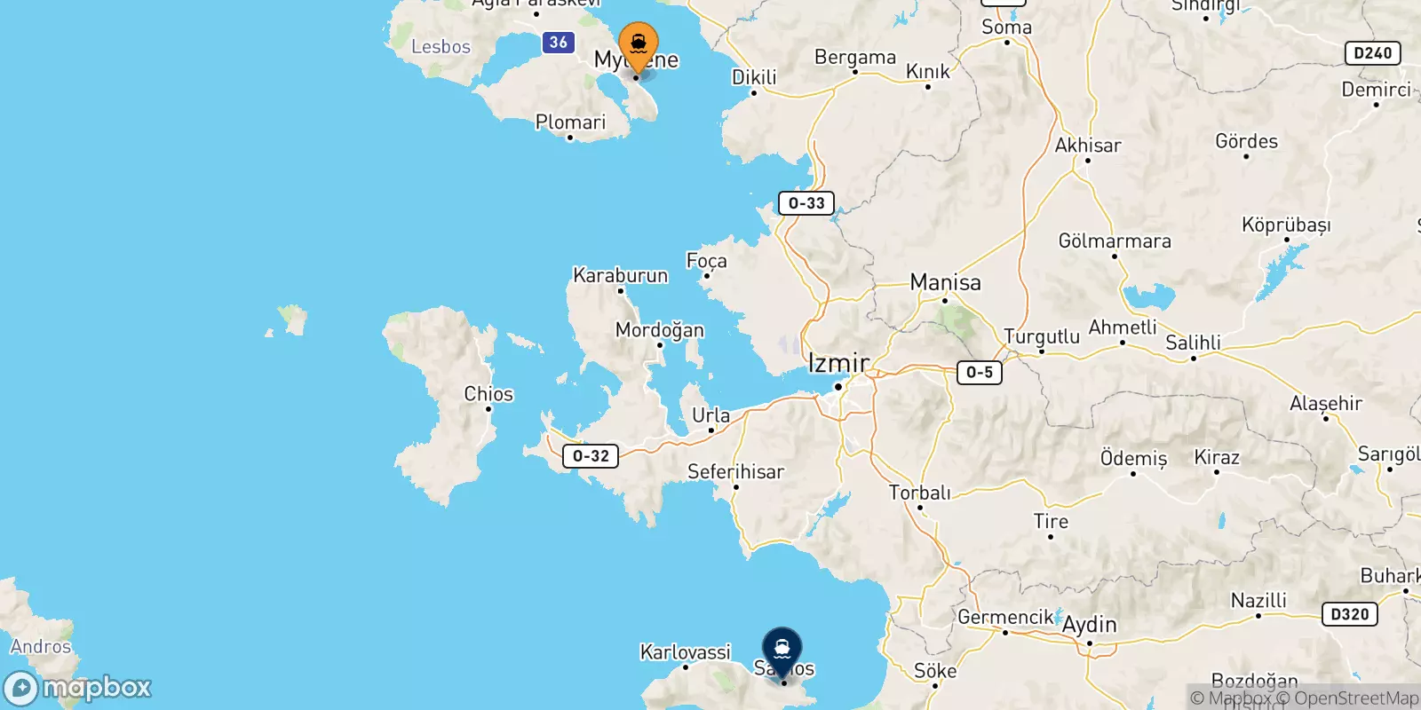 Ferry de Mytilène (Lesvos) pour Vathi (Samos)