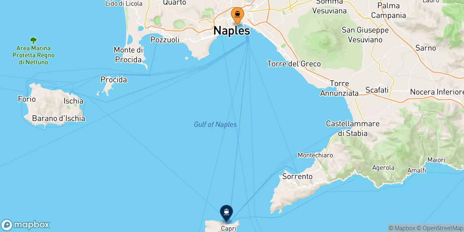 Ferry de Naples Beverello pour Capri