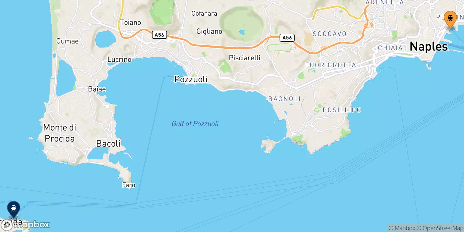 Ferry de Naples Beverello pour Procida