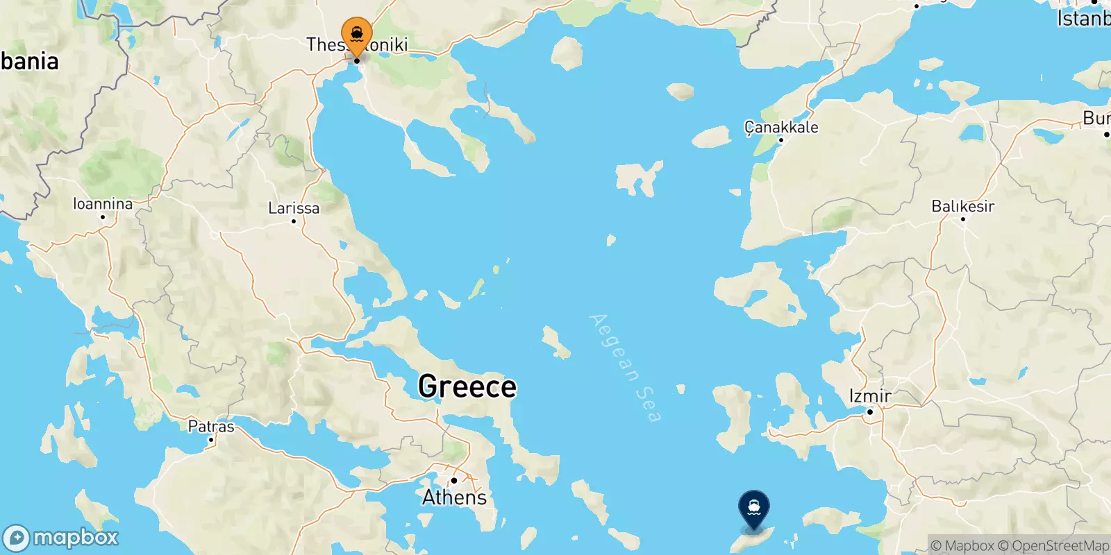 Ferry de Thessalonique pour Agios Kirikos (Ikaria)