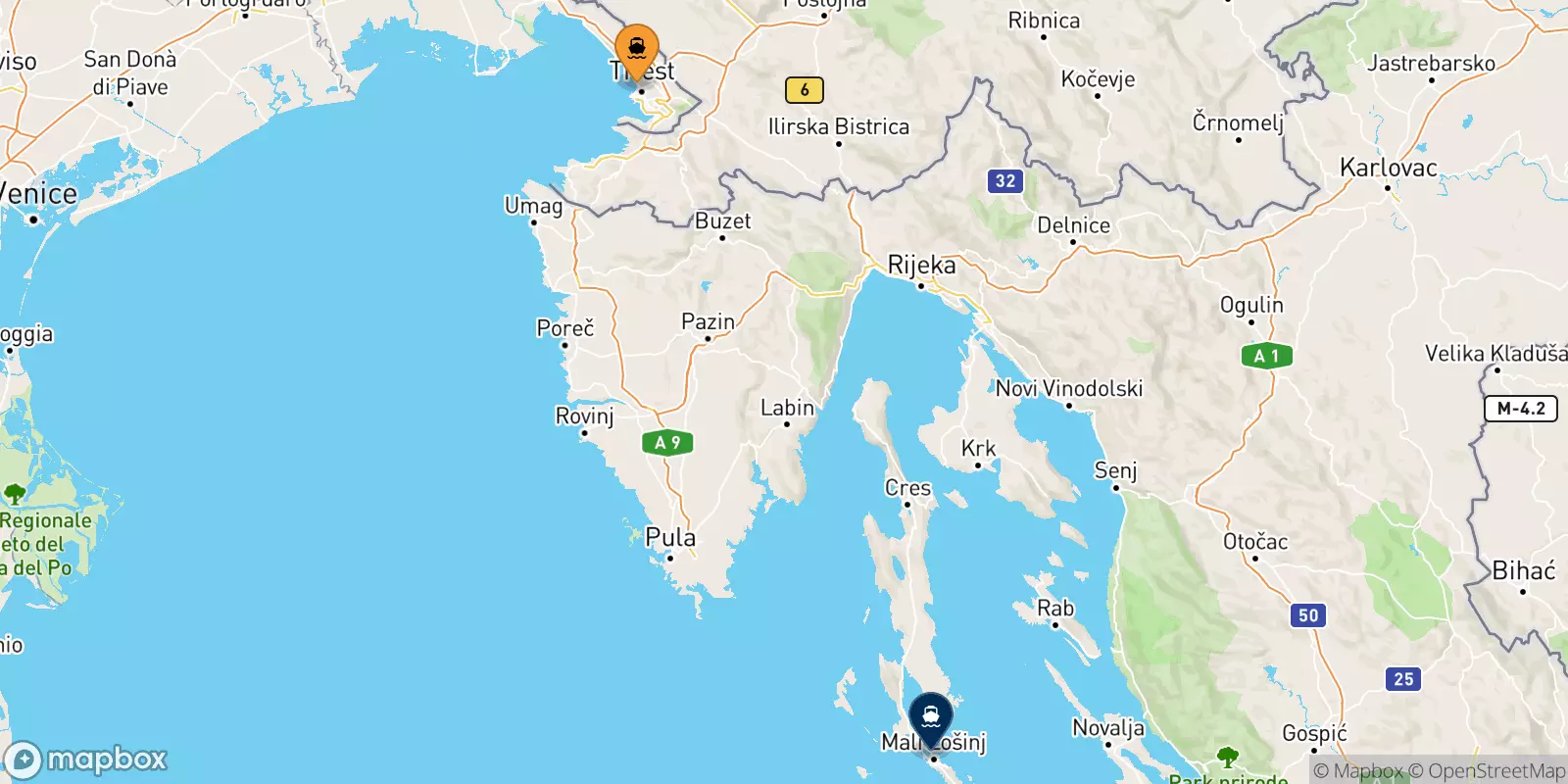 Ferry de l'Italie pour Mali Losinj