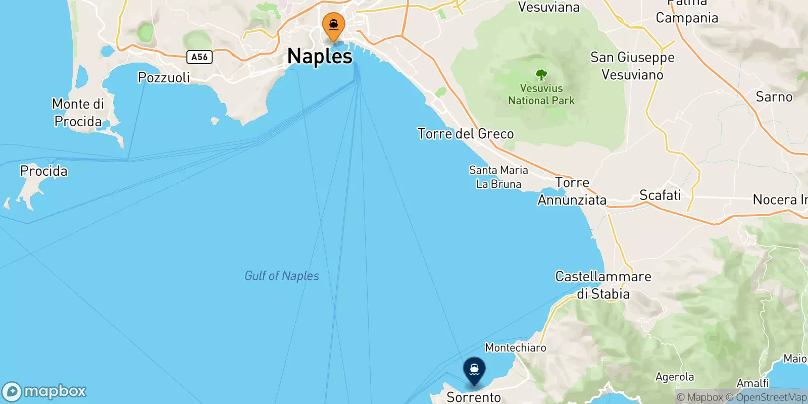 Ferry de Naples Beverello pour Castellammare