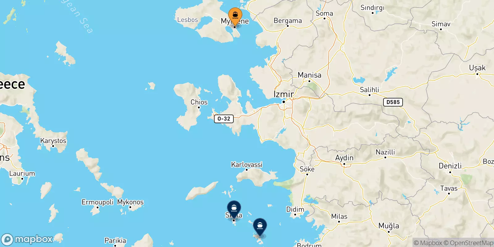 Ferry de Mytilène (Lesvos) pour Îles Du Dodécanèse