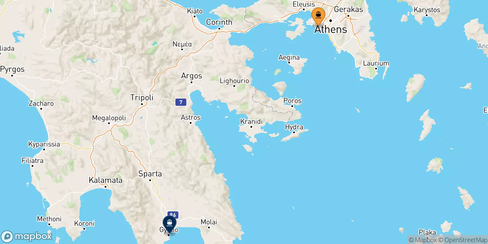 Ferry de Le Pirée pour Gythio