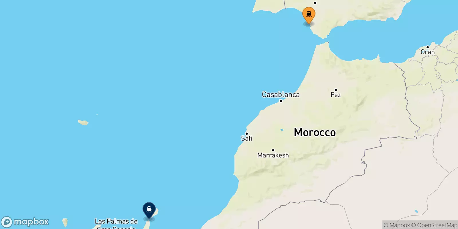 Ferry de Cadiz pour Corralejo (Fuerteventura)